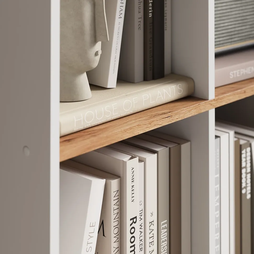 Raumteiler Scutum Weiß/Goldkraft Eiche 143 x 72 cm Vicco