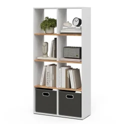 Raumteiler Scutum Weiß/Goldkraft Eiche 143 x 72 cm Vicco