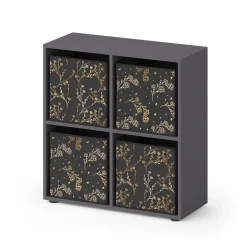 Raumteiler Tetra Schwarz 72.6 x 72 cm mit 4 Faltboxen opt.2 Vicco