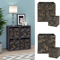 Raumteiler Tetra Schwarz 72.6 x 72 cm mit 4 Faltboxen opt.2 Vicco