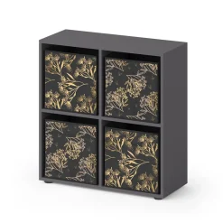 Raumteiler Tetra Schwarz 72.6 x 72 cm mit 4 Faltboxen opt.1 Vicco