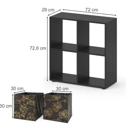 Raumteiler Tetra Schwarz 72.6 x 72 cm mit 4 Faltboxen opt.1 Vicco