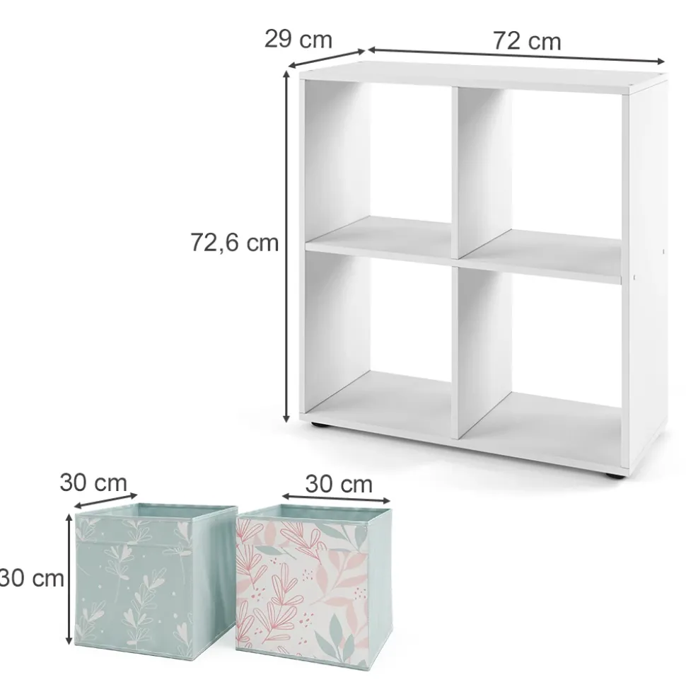 Raumteiler Tetra Weiß 72.6 x 72 cm mit 4 Faltboxen opt.1 Vicco