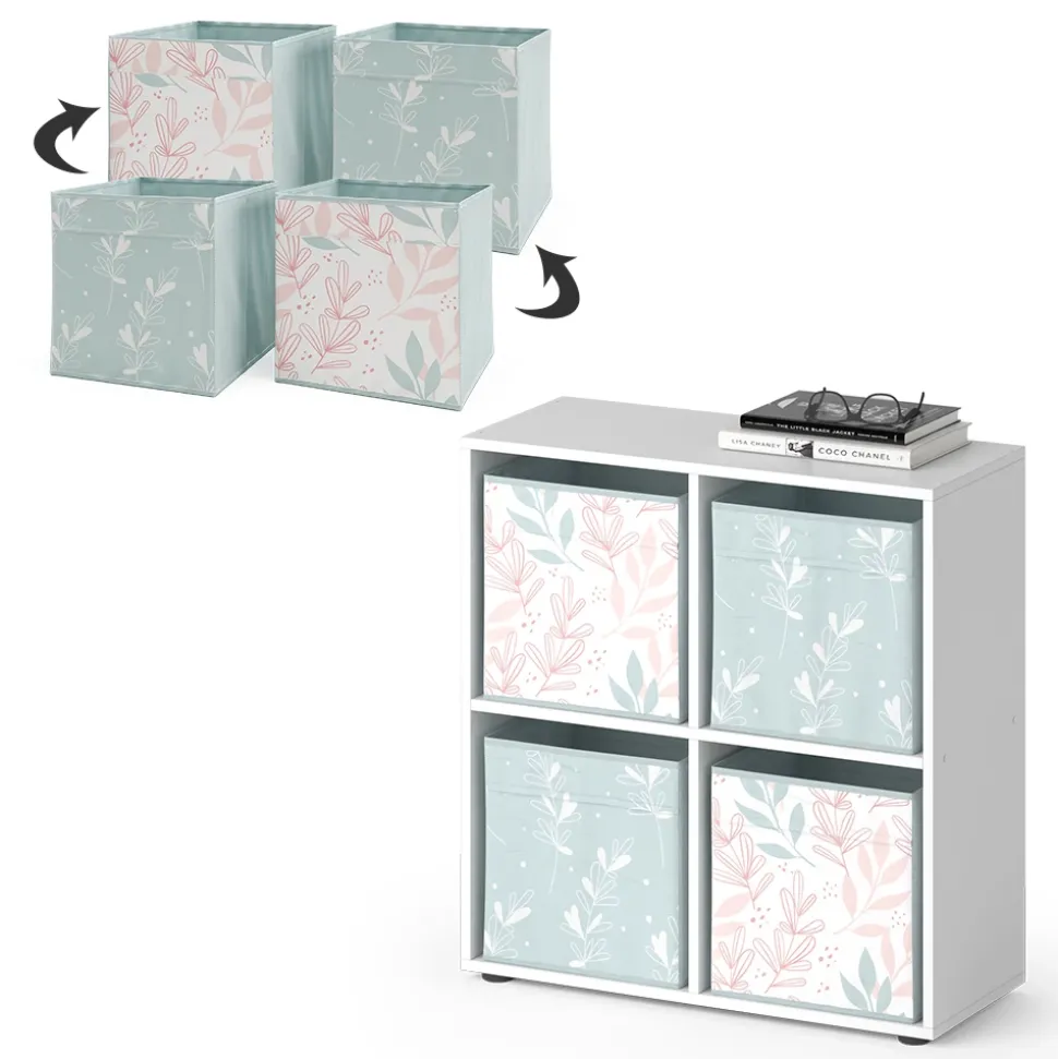 Raumteiler Tetra Weiß 72.6 x 72 cm mit 4 Faltboxen opt.1 Vicco