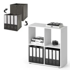 Raumteiler Tetra Weiß 72.6 x 72 cm mit 2 Faltboxen Vicco