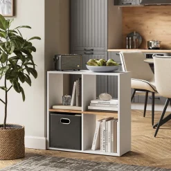 Raumteiler Tetra Weiß/Goldkraft Eiche 72 x 72.6 cm Vicco