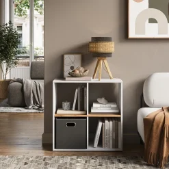 Raumteiler Tetra Weiß/Goldkraft Eiche 72 x 72.6 cm Vicco