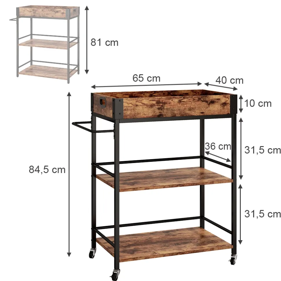 Rollcontainer Fyrk Eiche rustikal 65 x 84.5 cm Vicco