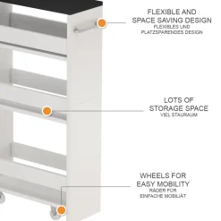 Rollcontainer Rivo Weiß/Anthrazit 20 x 84.4 cm Vicco