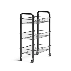 Rollcontainer Tarro Schwarz 45 x 64 cm mit 3 Ablagefächern Vicco