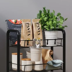 Rollcontainer Tarro Schwarz 45 x 64 cm mit 3 Ablagefächern Vicco