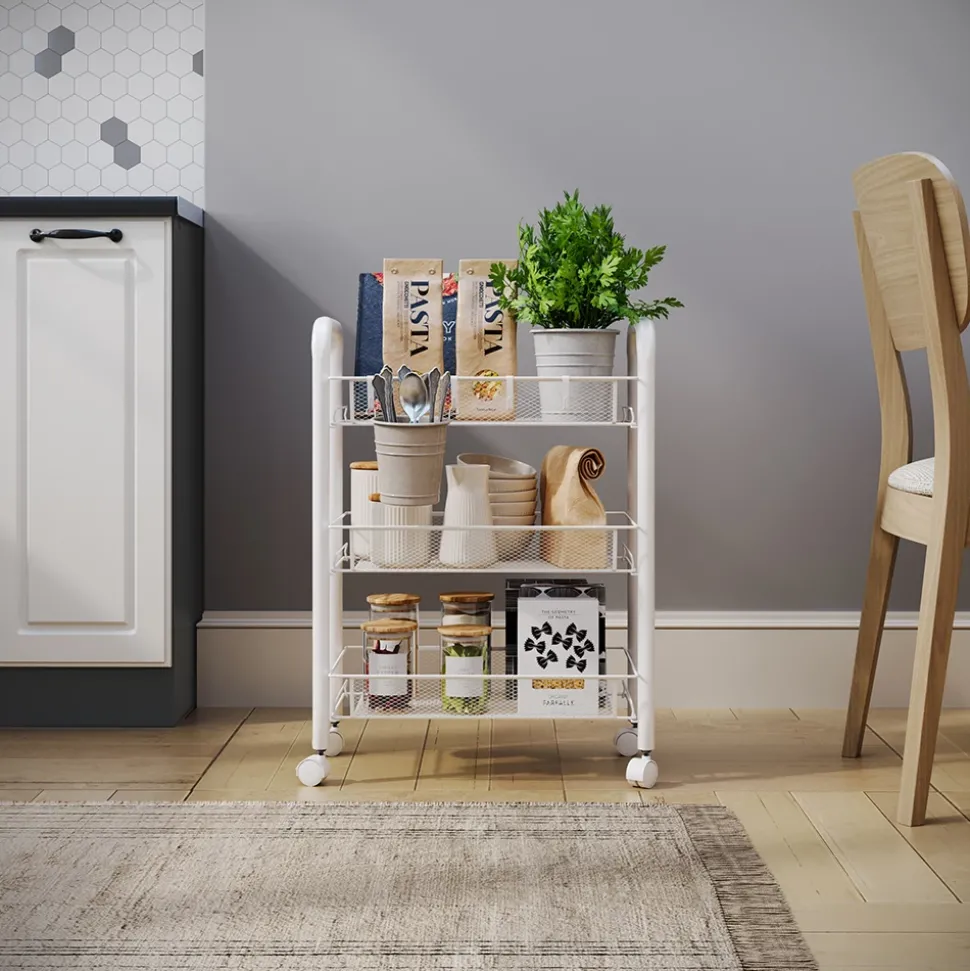 Rollcontainer Tarro Weiß 45 x 64 cm mit 3 Ablagefächern Vicco