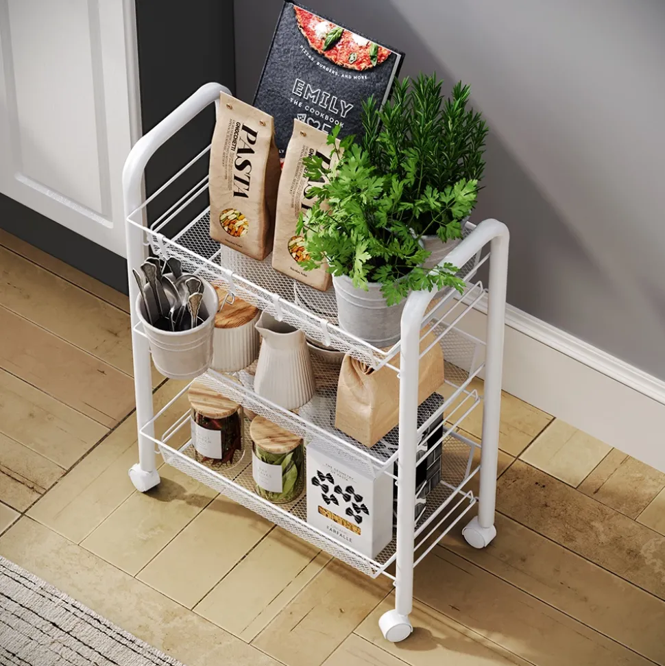 Rollcontainer Tarro Weiß 45 x 64 cm mit 3 Ablagefächern Vicco