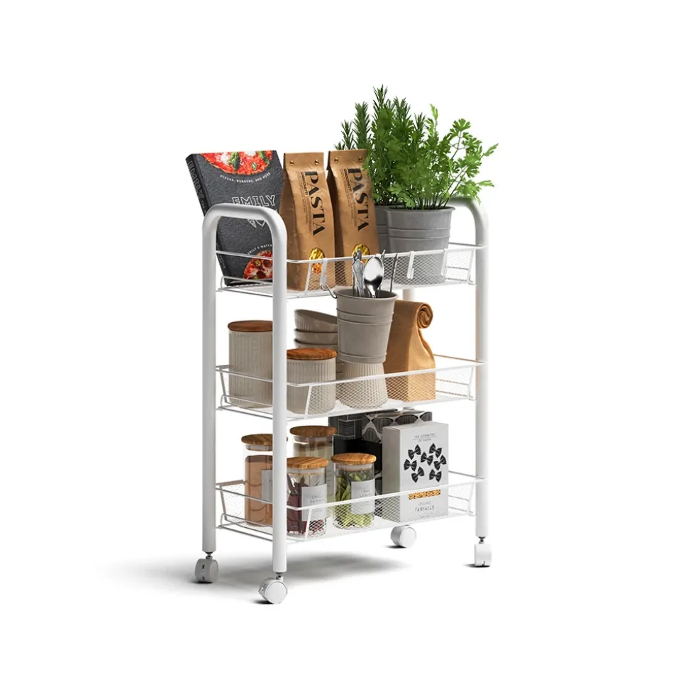 Rollcontainer Tarro Weiß 45 x 64 cm mit 3 Ablagefächern Vicco