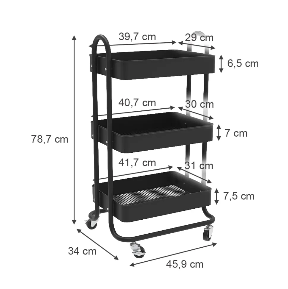 Rollcontainer Tron Schwarz 45.9 x 78.7 cm Vicco
