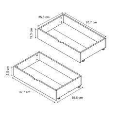 Rollschublade Everest Weiß 97.7 x 55.6 cm 2er Set Vitalispa