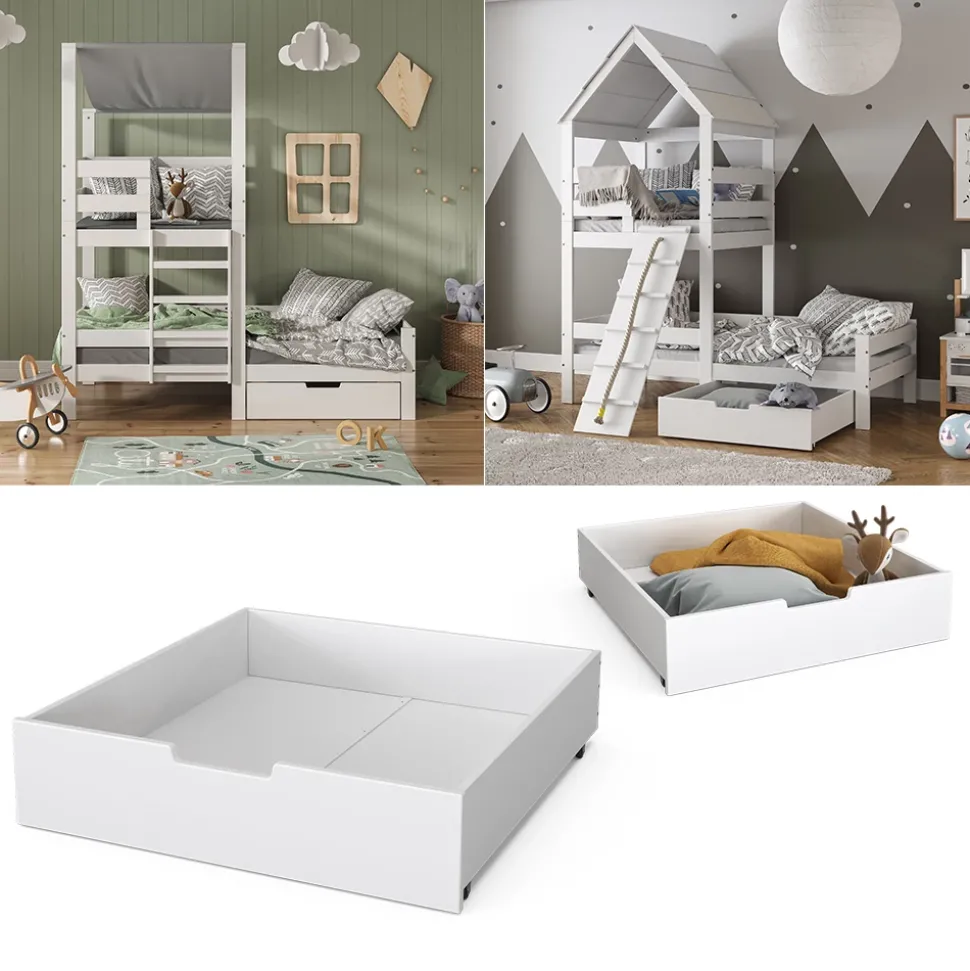 Rollschublade Teddy Weiß 92 x 89 cm Vitalispa