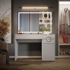 Schminktisch Adela Weiß 115 cm mit LED-Spiegel Vicco