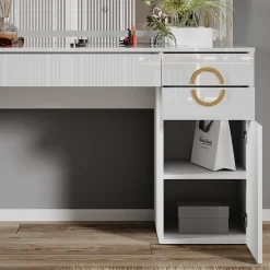 Schminktisch Adela Weiß 115 cm mit LED-Spiegel Vicco