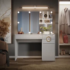 Schminktisch Adela Weiß 115 cm mit LED Beleuchtung Vicco