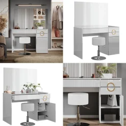 Schminktisch Adela Weiß 115 cm mit Hocker Vicco