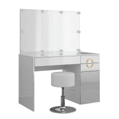 Schminktisch Adela Weiß 115 cm mit LED Beleuchtung und Hocker Vicco