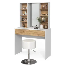 Schminktisch Alexa Goldkraft Eiche/Weiß 93 cm mit Hocker Vicco