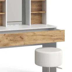 Schminktisch Alexa Goldkraft Eiche/Weiß 93 cm mit Hocker Vicco