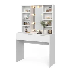 Schminktisch Alexa Weiß 93 cm mit LED Beleuchtung Vicco