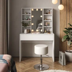 Schminktisch Alexa Weiß 93 cm mit Hocker Vicco