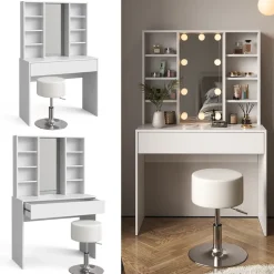 Schminktisch Alexa Weiß 93 cm mit Hocker Vicco