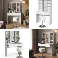 Schminktisch Alexa Weiß 93 cm mit Hocker Vicco