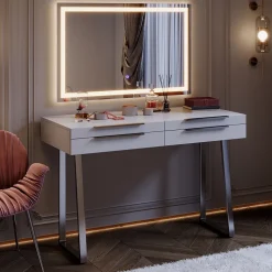 Schminktisch Alexia Weiß 120 cm mit LED-Spiegel Vicco