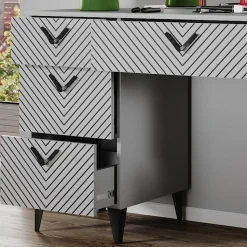 Schminktisch Anett Grau 150 cm mit 7 Schubladen Vicco