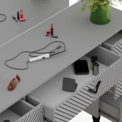 Schminktisch Anett Grau 150 cm mit 7 Schubladen Vicco