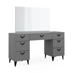 Schminktisch Anett Grau 150 cm mit 7 Schubladen Vicco