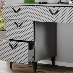 Schminktisch Anett Grau 150 cm ohne Spiegel, mit 7 Schubladen Vicco