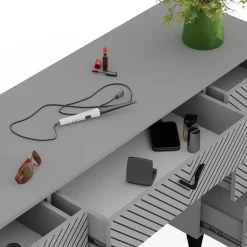 Schminktisch Anett Grau 150 cm ohne Spiegel, mit 7 Schubladen Vicco