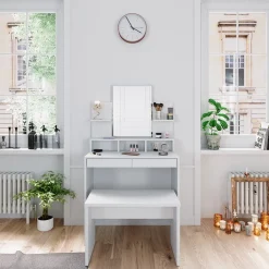 Schminktisch Ania Weiß 80 cm mit Bank Vicco