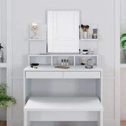 Schminktisch Ania Weiß 80 cm mit Bank Vicco