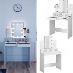 Schminktisch Ania Weiß 80 cm mit LED Beleuchtung Vicco