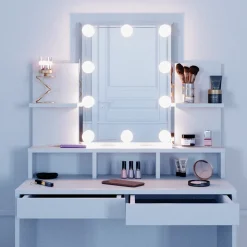 Schminktisch Ania Weiß 80 cm mit LED Beleuchtung Vicco