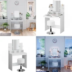 Schminktisch Ania Weiß 80 cm mit Hocker Vicco