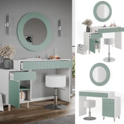 Schminktisch Arles Grün 120 cm mit Hocker Vicco