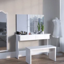 Schminktisch Azur Weiß 120 cm mit Bank Vicco
