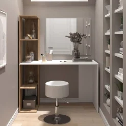 Schminktisch Tower Weiß/Sonoma 122.2 cm mit Hocker Vicco