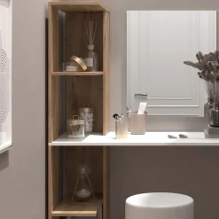 Schminktisch Tower Weiß/Sonoma 122.2 cm mit Hocker Vicco