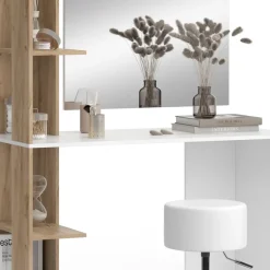 Schminktisch Tower Weiß/Sonoma 122.2 cm mit Hocker Vicco