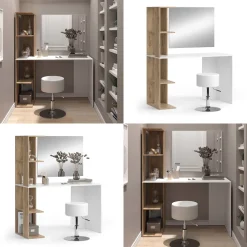 Schminktisch Tower Weiß/Sonoma 122.2 cm mit Hocker Vicco