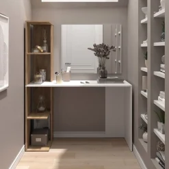 Schminktisch Tower Weiß/Sonoma 122.2 cm mit Spiegel Vicco